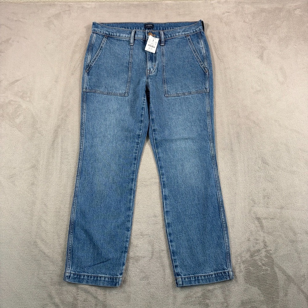 J. Crew Utility Patch Pocket Ankle Cropped Jeans in Blue Wash Women 28 NWT